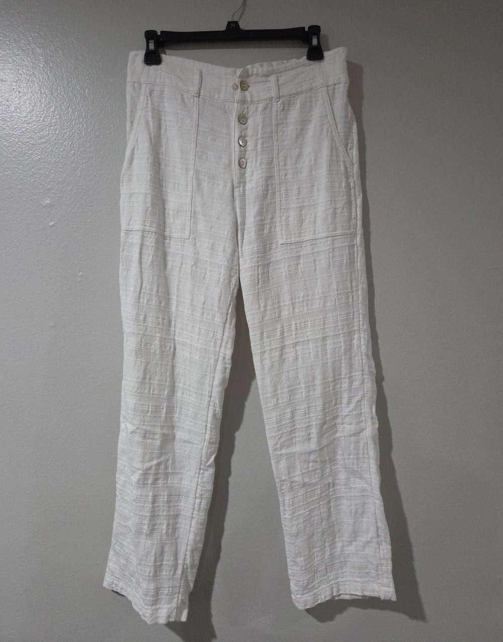 Sundance White Button-Front Linen-Blend Chinos